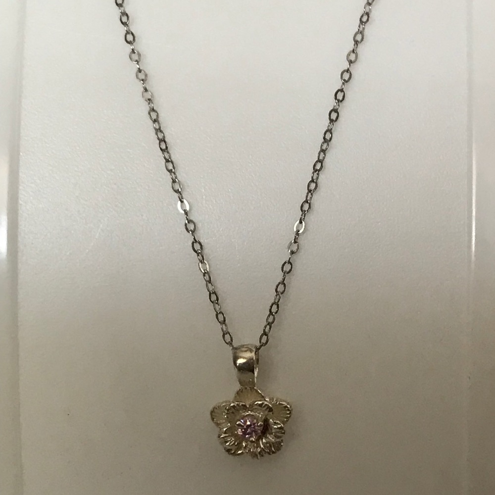Sophia Fiori Pink Sapphire Kelani Flower Necklace - Picture 2 of 8